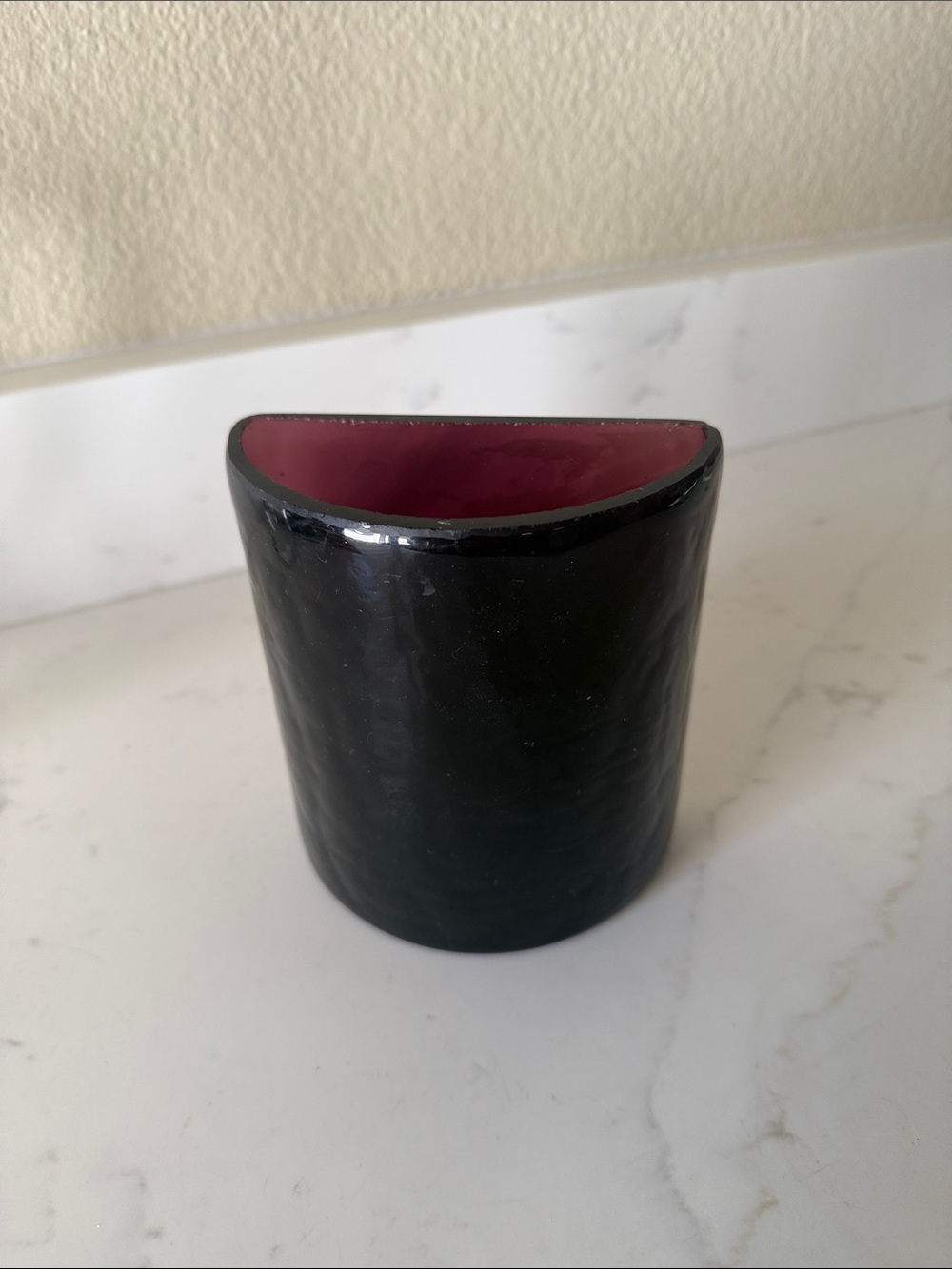 Vintage Amethyst Semi Circle Vase Heavy